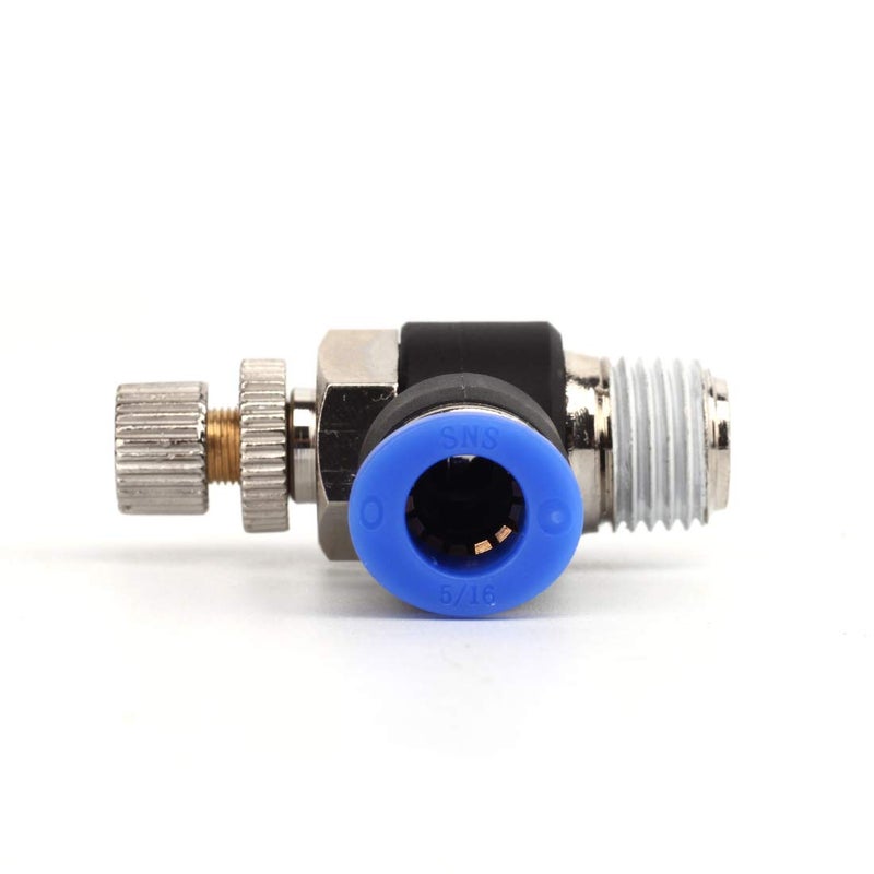 SNS 1/4"Tube OD x 1/8 NPT 90 Degree Elbow Air Flow Control Valve Push To Connect Fitting Speed control valve(10 PCS) JSC1/4-N01 - Image 3